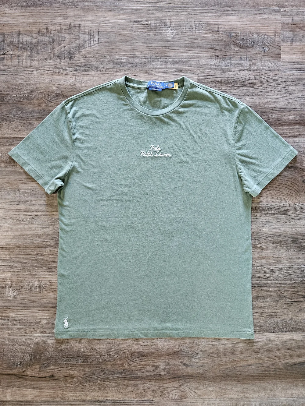 Polo Ralph Lauren Chain Stitch Script Logo Sage Green Classic Fit T-Shirt